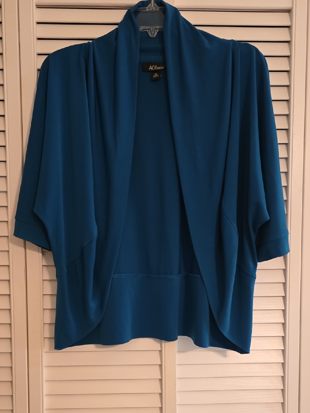 AGB Teal Open-Front Draped Shrug